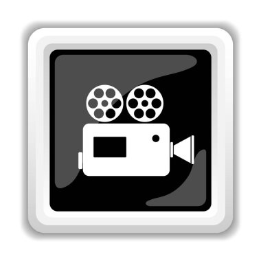 Video kamera simgesi. Beyaz kağıt üstünde Internet düğme