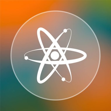 Atomlar simgesi. Renkli arka plan üzerinde Internet düğmesi