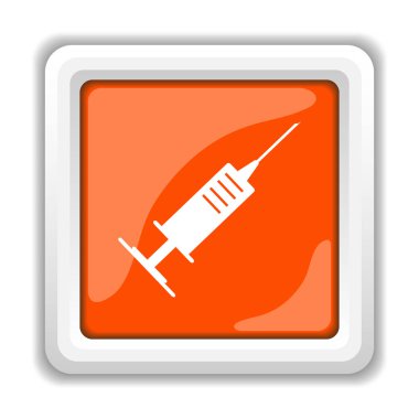 Beyaz arka plan üzerinde mobil apps kavramı izole şırınga simgesi