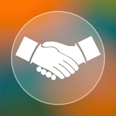 Anlaşma simgesi. Renkli arka plan üzerinde Internet düğmesi