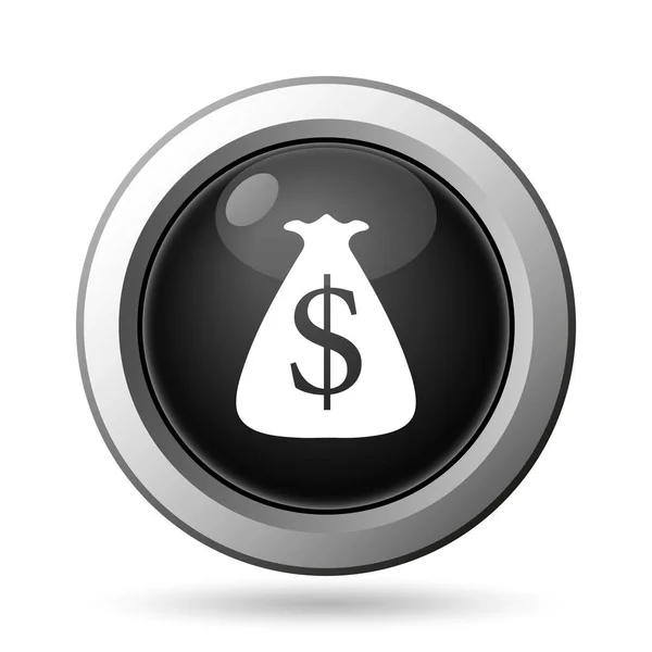 美元麻袋图标 白色背景上的互联网按钮 — 图库照片