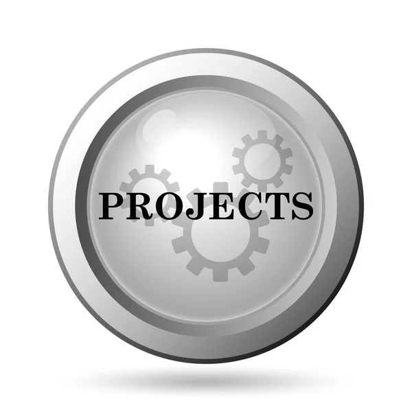 Ikona Projektów Przycisk Internet Białym Tle — Zdjęcie stockowe