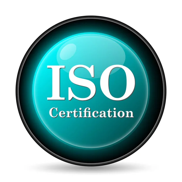 Ikona Certyfikatu Iso Przycisk Internet Białym Tle — Zdjęcie stockowe