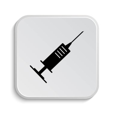 Şırınga simgesi. Beyaz arka plan üzerinde Internet düğmesi