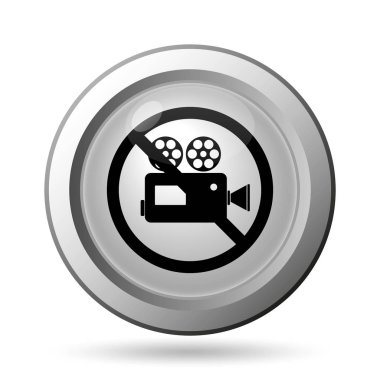 Video kamera simgesi. Beyaz kağıt üstünde Internet düğme