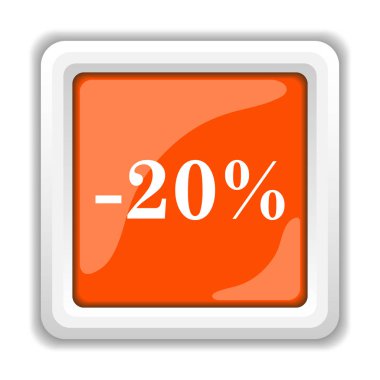 20 yüzdeleri simgesi beyaz arka plan üzerinde mobil apps kavramı izole