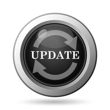 Update simgesi. Beyaz arka plan üzerinde Internet düğmesi