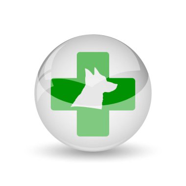 Veteriner simgesi. Beyaz arka plan üzerinde Internet düğmesi