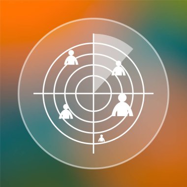 Radar simgesi. Renkli arka plan üzerinde Internet düğmesi