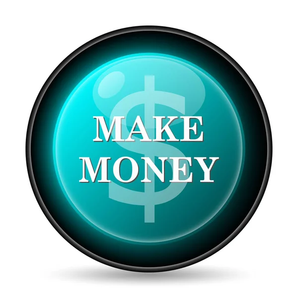 Make Money Icon Przycisk Internet Białym Tle — Zdjęcie stockowe