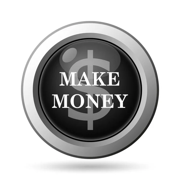 Make Money Icon Przycisk Internet Białym Tle — Zdjęcie stockowe