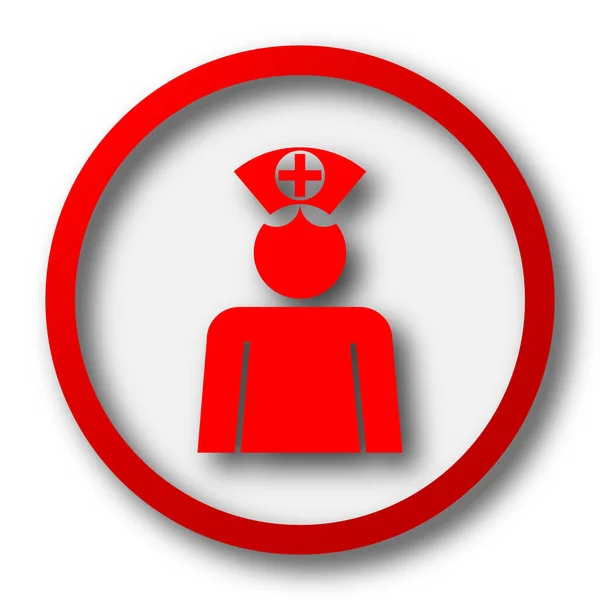 看護師アイコン 白い背景の上のインター ネット ボタン — ストック写真