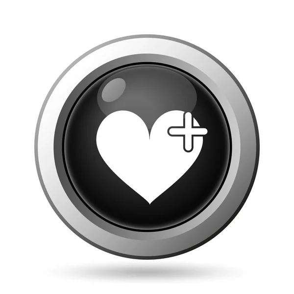 ハート アイコンのクロス 白い背景の上のインター ネット ボタン — ストック写真