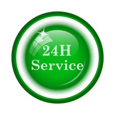 24 saat hizmet simgesi. Beyaz arka plan üzerinde Internet düğmesi