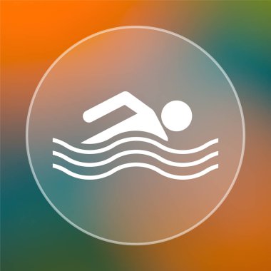 Su spor simgesi. Renkli arka plan üzerinde Internet düğmesi