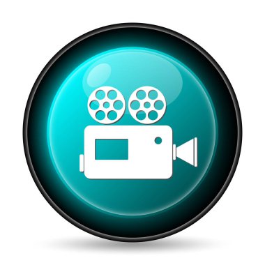 Video kamera simgesi. Beyaz kağıt üstünde Internet düğme