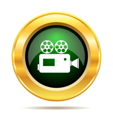 Video kamera simgesi. Beyaz kağıt üstünde Internet düğme