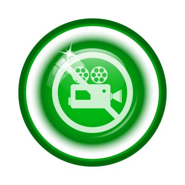 Video kamera simgesi. Beyaz kağıt üstünde Internet düğme