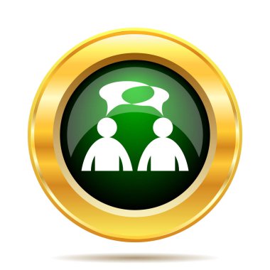 Yorumlar simgesine. Beyaz arka plan üzerinde Internet düğme. -Erkekler balon