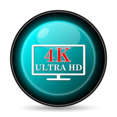 4 k ultra Hd simgesi. Beyaz arka plan üzerinde Internet düğmesi