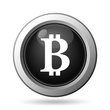 Bitcoin simgesi. Beyaz arka plan üzerinde Internet düğmesi