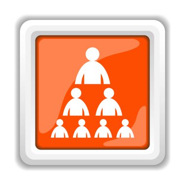 Beyaz arka plan üzerinde mobil apps kavramı izole insanlar piramit simgesi
