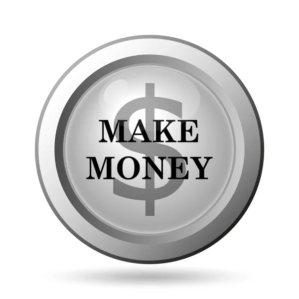 Make Money Icon Przycisk Internet Białym Tle — Zdjęcie stockowe