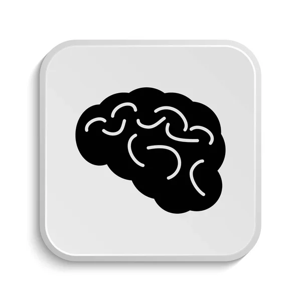Ikona Mózgu Przycisk Internet Białym Tle — Zdjęcie stockowe