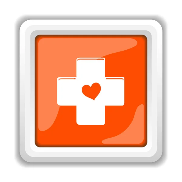 Corazón Icono Cruz Aislado Sobre Fondo Blanco Concepto Aplicaciones Móviles — Foto de Stock