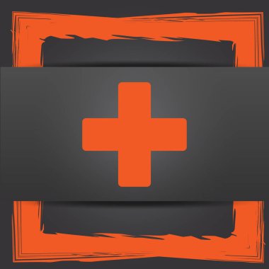 Tıbbi çapraz simgesi. Internet düğmesi gri arka plan üzerinde