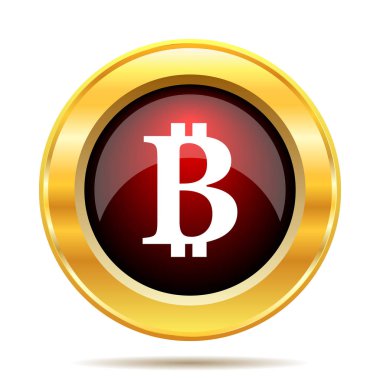 Bitcoin simgesi. Beyaz arka plan üzerinde Internet düğmesi
