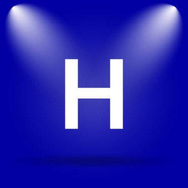 Hastane simgesi. Mavi arka plan üzerinde düz simgesi