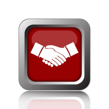 Anlaşma simgesi. Beyaz adam Internet düğmesini