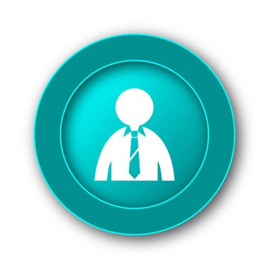 İş adamı simgesi. Beyaz adam Internet düğmesini