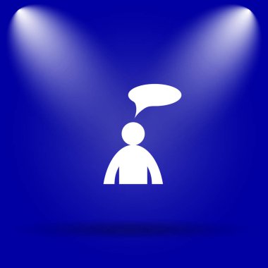 Yorumlar simgesine. Mavi arka plan düz simgesi. -adam bubbl ile