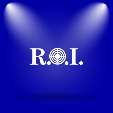 Yatırım getirisi simgesi. Mavi arka plan üzerinde düz simgesi