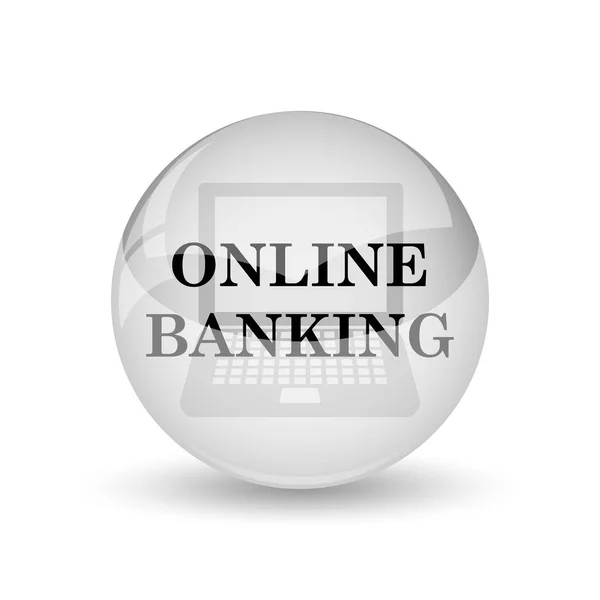 Online Bankacılık Simgesi Beyaz Adam Internet Düğmesini — Stok fotoğraf