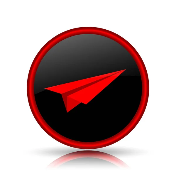 Ícone Avião Papel Botão Internet Fundo Branco — Fotografia de Stock