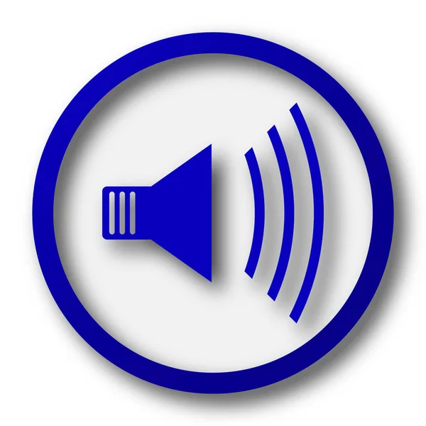 扬声器图标 白色背景上的蓝色互联网按钮 — 图库照片