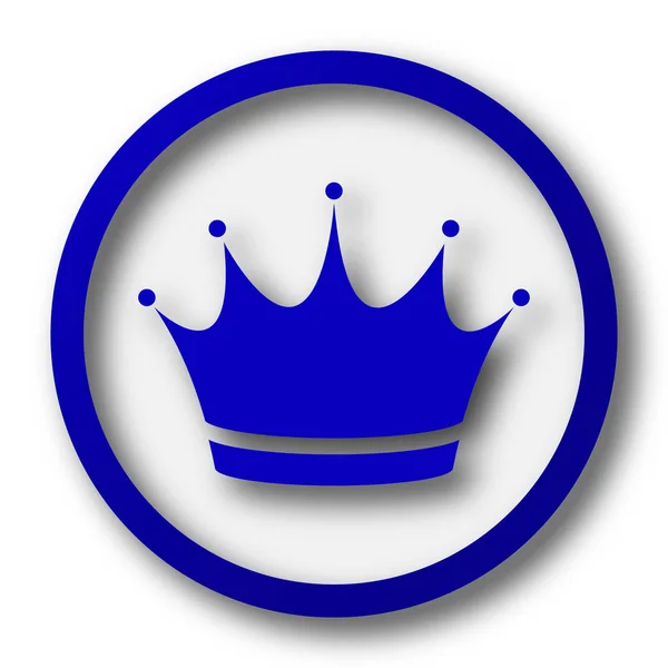 王冠アイコン 白の背景に青のインター ネット ボタン — ストック写真