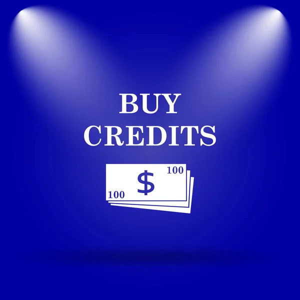 Купити Піктограму Кредитів Плоский Значок Синьому Фоні — стокове фото