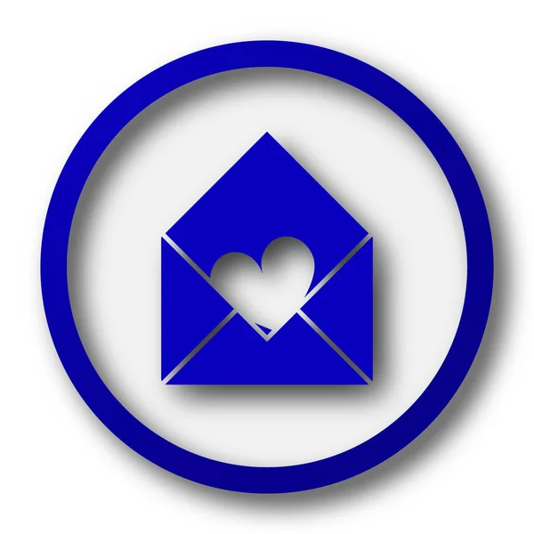 Aşk Simgesi Gönderin Beyaz Zemin Üzerine Mavi Internet Düğme — Stok fotoğraf