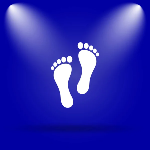 Ayak Yazdırma Simgesi Mavi Arka Plan Üzerinde Düz Simgesi — Stok fotoğraf
