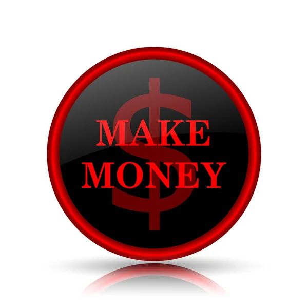 Make Money Icon Przycisk Internet Białym Tle — Zdjęcie stockowe