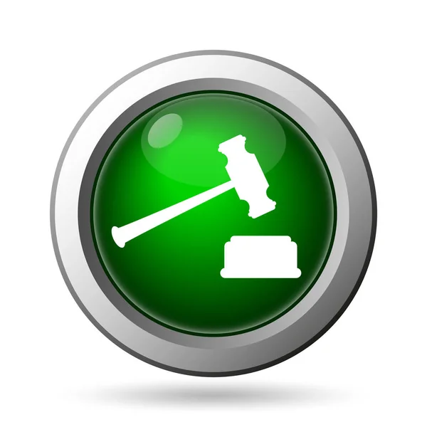Yargıç Çekiç Simgesi Beyaz Adam Internet Düğmesini — Stok fotoğraf