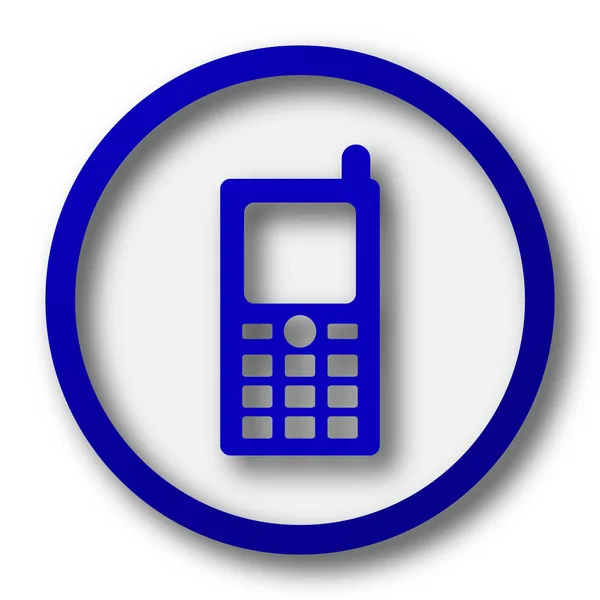 Mobiele Telefoonpictogram Blauwe Internet Knop Witte Achtergrond — Stockfoto