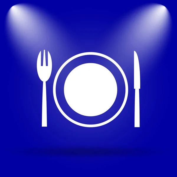 Ícone Restaurante Ícone Plano Fundo Azul — Fotografia de Stock