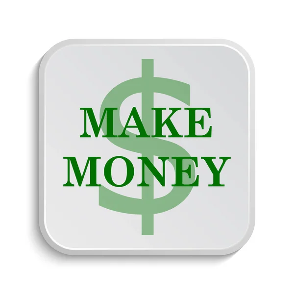 Make Money Icon Przycisk Internet Białym Tle — Zdjęcie stockowe