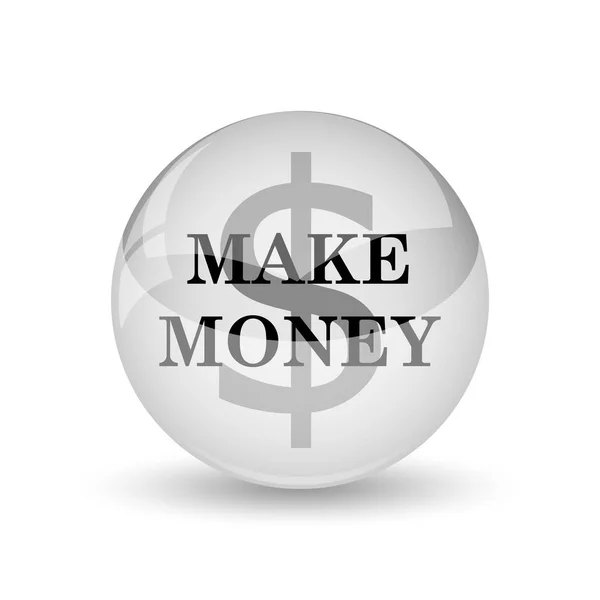 Make Money Icon Przycisk Internet Białym Tle — Zdjęcie stockowe