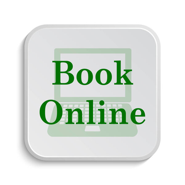 Book online icon. Internet button on white background